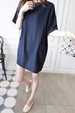 出口原单〓首尔〓木槿〓● 〓韩国订单〓复古简约纯色通勤连衣裙