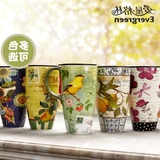 爱屋格林Evergreen 创意水杯子马克杯带盖大容量咖啡车载陶瓷杯