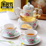 陶瓷玻璃花茶茶具套装煮水果茶壶加热底座耐热耐高温花茶杯碟蜡烛