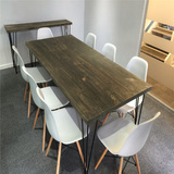 美式loft实木餐桌简约原木饭桌简易长方形会议桌复古工作台电脑桌