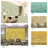 花鸟刺绣中式墙纸壁纸客厅沙发电视背景墙画大型壁画无缝墙布壁布