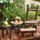 ZAKKA原木复古桌子凳子小靠背椅楼梯装饰摆件迷你拍摄道具微景观