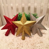 圣诞节装饰品 磨砂金粉树顶星 金色树顶星五角星大顶星圣诞树配件