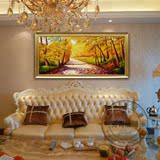 客厅沙发背景墙装饰画现代欧美式有框画挂画黄金大道满地风景壁画