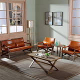 复古风格茶吧桌椅咖啡厅沙发椅 实木漫咖啡馆单人休闲椅茶几组合