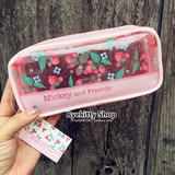 日本原单disney迪士尼米老鼠草莓果冻包笔袋防水化妆包