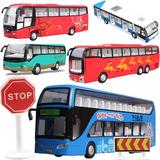 声光回力观光双层巴士公交车豪华大巴合金公共汽车模型儿童玩具车