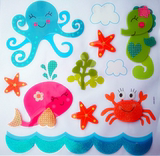 幼儿园装饰材料儿童房壁图画黑板报卡通海洋底鱼3D立体美人鱼墙贴