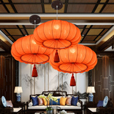新古典中式布艺LED吊灯 会所卧室茶餐厅酒店茶楼过道海洋南瓜灯具