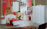 家具床板式套房床衣柜白色床烤漆欧式套房床1.2米1.5米床象牙白床