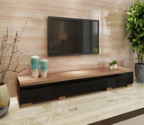 家具胡桃木色简约现代时尚中式黑色电视柜客厅地柜视听柜实木颗粒