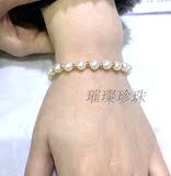 淡水珍珠手链 18k金+金珠 圆珠 强光无暇6.5-7mm三色可选 精致