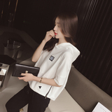 2016夏季新款韩版宽松短款套头上衣初秋装连帽白色卫衣女外套薄