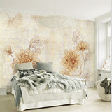 整屋设计欧式花朵手绘背景墙纸艺术定制壁画婚房壁纸无缝墙纸壁布
