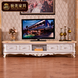 新款 客厅欧式大理石面实木电视柜 法式美式储物橡木雕花地柜E919