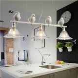 北欧简约创意吊灯美式乡村铁艺客厅卧室餐厅吧台三头田园小鸟吊灯