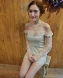 2016春新款泰国潮牌女装立体花朵名媛一字领露肩修身性感连衣裙