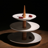 欧式三层蛋糕架创意竹木陶瓷水果盘下午茶甜点心托台生日结婚礼物