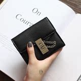 2016新款女式钱包 欧美潮简约时尚锁扣链条女士短款钱包钱夹