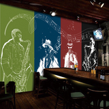 怀旧复古风无缝大型壁画摇滚音乐壁纸 个性餐厅咖啡厅酒吧ktv墙纸