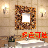 欧式卫浴室镜子壁挂式 正方形化妆镜 美容理发店装饰镜框 仿古金