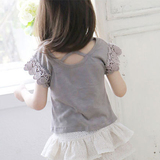 女童短袖T恤夏装韩版儿童纯棉蕾丝短袖上衣薄款款女宝宝休闲短T恤