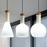 LED现代北欧美式简约白色咖啡厅玻璃酒瓶子吊灯酒吧台灯餐厅灯具
