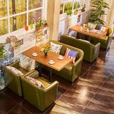 美式咖啡厅沙发桌椅 甜品店茶餐厅 西餐厅奶茶店双人桌椅卡座组合