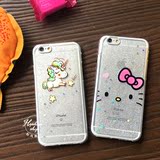 韩国闪粉独角兽苹果6s手机壳iPhone6 Plus保护套可爱全包软硅胶壳