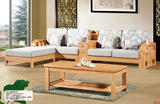 实木沙发转角 客厅 组合全橡木中式贵妃床推拉两用三人户型组装