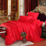 欧式高端蕾丝别墅样板房莫代尔提花四件套床上用品纯色床单1.8m