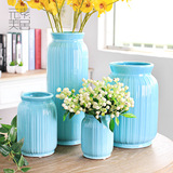 新款家居客厅装饰插花花瓶白色清新桌面摆设陶瓷花瓶蓝色瓷瓶摆设