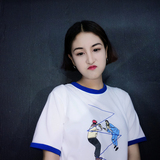 2016夏季新款韩版短袖女T恤 搞怪人物卡通半袖原宿风BF宽松圆领