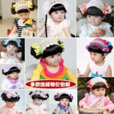 韩国宝宝头花发带3-12-36个月婴儿拍照头饰小孩假发发饰公主发网