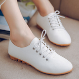 夏季小白鞋女韩版系带平底休闲鞋百搭透气豆豆鞋学生鞋白色护士鞋