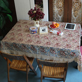 外贸包邮玻璃纱莲花蕾丝茶几桌布布艺长方形大圆桌小圆桌布餐桌布