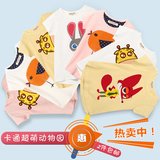 夏季新款儿童装男女宝宝 印花卡通休闲棉质圆领短袖汗衫韩版T恤衫
