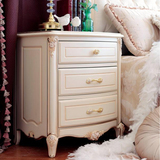 白色实木欧式奢华美式法式床复古雕花床双人小床头柜子