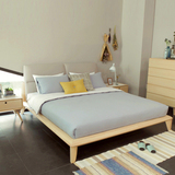 北欧风格家具实木床 日式双人床1.8米韩式床简约现代榉木真皮婚床