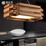 日式卧室灯餐桌艺术长方形吊灯长方形实木质吊灯北欧宜家餐厅灯