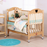 婴儿床实木送床垫韩式白色无漆环保松木宝宝书桌多功能婴童床包邮