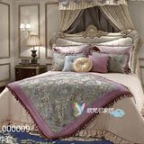 欧式法式奢华床上用品紫色刺绣样板房高档多件套别墅软装家纺床品