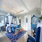 客厅茶几地毯格子地毯现代欧式地中海蓝色卧室床边样板间大定制