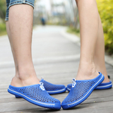 夏款情侣新款韩版镂空包头洞洞鞋包头透气防滑沙滩鞋防水塑胶拖鞋