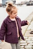 英国next正品代购 16秋冬新款女童女宝宝精致紫红色呢子 外套