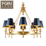 欧式奢华全铜吊灯 美式复古工业客厅餐厅书房卧室铜灯罩简约灯具