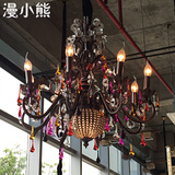 漫咖啡吊灯艺术个性水晶吊灯彩色西餐厅装饰吊灯创意特色灯具现货