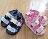 出口日本西松屋凉鞋宝宝沙滩鞋软底学步鞋魔术贴可调节小童布鞋