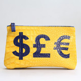 EsteeLauder雅诗兰黛化妆包专柜赠品包 黄色鳄鱼纹手拿包零钱包