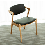 北欧简约餐椅日式现代皮艺休闲咖啡椅子设计师椅子黑胡桃木椅子